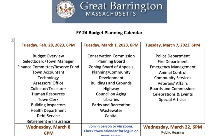 image of town budget schedule
